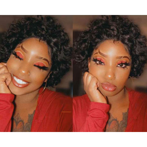 Wholesale Cheap Colored Short Curly Ombre Ready To Ship Natural Perruque Pixie Cut Lace Frontal Wigs 100% Virgin Human Hair Wigs